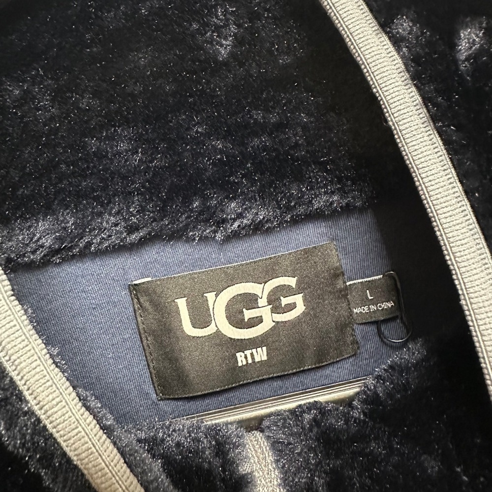 UGG Marlene Quilted Jacket Women L Black Silver Faux Fur Mixed Media  Athleisure - Picture 4 of 7